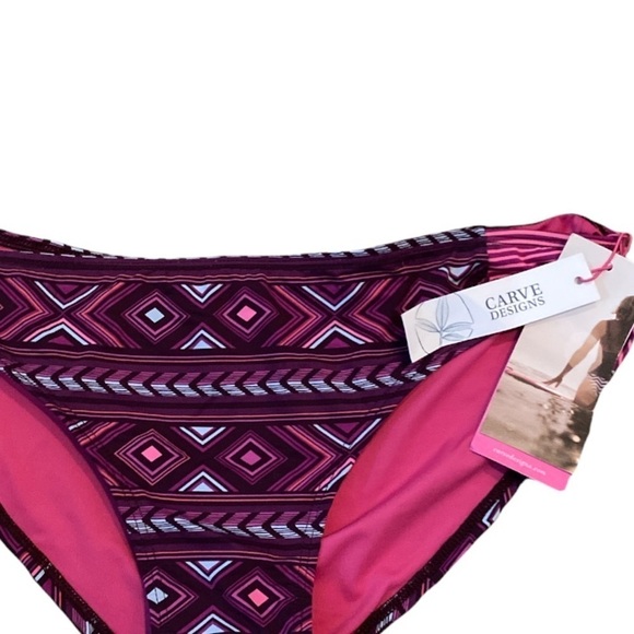 Carve Designs Bikini Bottoms NWT Bolinas Plum Ball Hibiscus Tides Size L - Picture 3 of 14